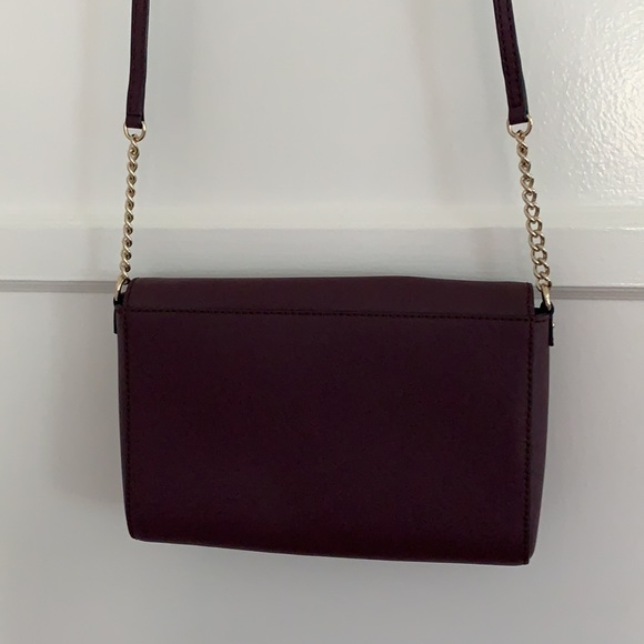 Kate Spade 100% Leather Dark Purple Shoulder Purse - Picture 3 of 7